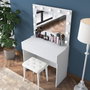 Hanah Home Mesa de Maquillaje con Espejo de 11 Focos y Puff Blanco